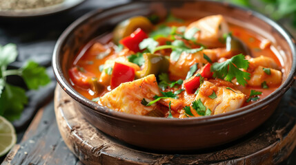 Brazilian food, Moqueca Baiana of fish and bell pepper