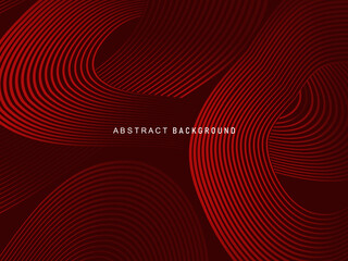 Abstract red glowing geometric lines on dark red background. Modern shiny red circle lines pattern. Futuristic technology concept, perfect for covers, posters, banners, brochures, websites, etc.