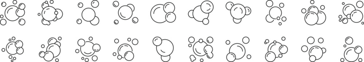 Collection of Line Signs of Foam. Suitable for books, stores, shops. Editable stroke in minimalistic outline style. Symbol for design