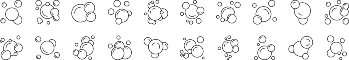 Collection of Signs of Foam. Suitable for books, stores, shops. Editable stroke in minimalistic outline style. Symbol for design