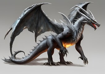 Fototapeta premium A dragon with a diamond-like body, vast wings, and a sturdy base, capable of emitting flames hot enough to melt metal
