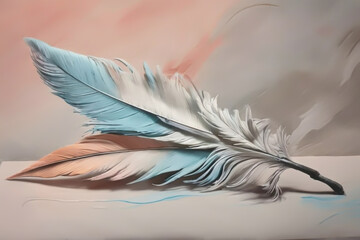 Obraz premium A feather painting using pastel tone color 2.