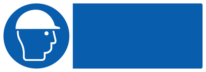 Fototapeta premium ISO mandatory safety signs_wear head protection your custom message here landscape size 1/2 a4,a3,a2,a1