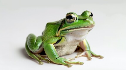 Small green frog isolated on white background.