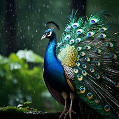 peacock with feathers