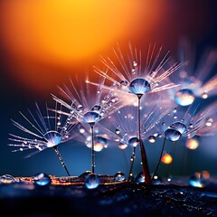 water droplets on dandelion 