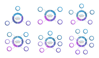 Six circle diagram templates, business infographics, vector eps10 illustration