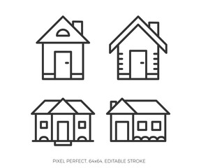 House line icons, pixel perfect, editable stroke, vector eps10 illustration