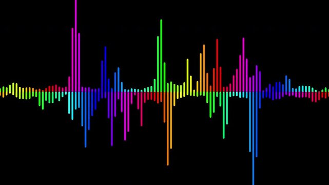4k abstract music sound wave or audio wavefrom isolated on black background.Line digital minimalist voice and symbol technology.