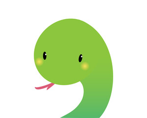 かわいい緑色のヘビのシンプルなイラスト