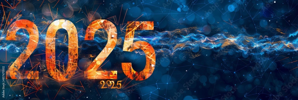 Aufkleber dynamic futuristic 2025 concept with abstract digital background