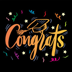 Congrats lettering. Hand drawn vector illustration on white background.