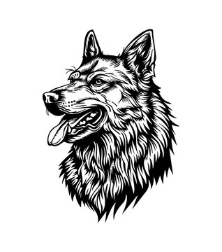 recommend clip art: wolf howl engraving black and white outline