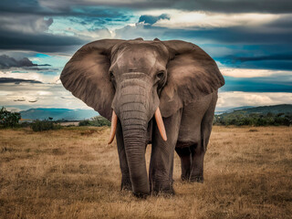 Obraz premium an elephant in the grassland