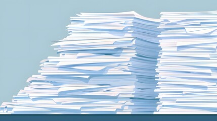 Vector graphic of a large stack of document papers, perfectly aligned, symbolizing efficiency and organization in handling business documentation