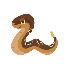 Fototapeta premium 舌を出すガラガラヘビ。フラットなベクターイラスト。 Rattlesnake sticking out its tongue. Flat vector illustration.