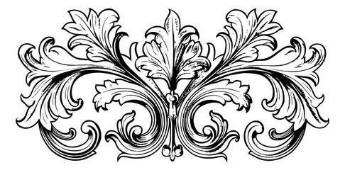 vintage baroque victorian engraving black and white outline