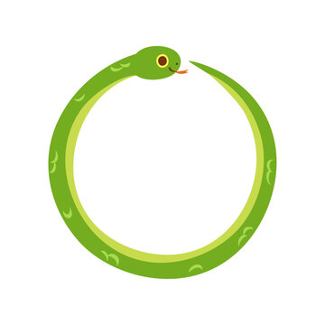 蛇の円形フレーム。フラットなベクターイラスト。
Circular frame of a snake. Flat vector illustration.