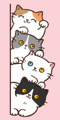 Vector Illustration of Cartoon Cat Pile Design on Isolated Background