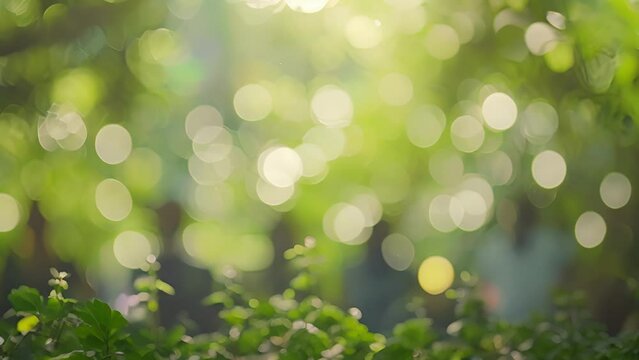 A dreamy blur of flora and fauna as a group meditates in a tranquil outdoor setting.