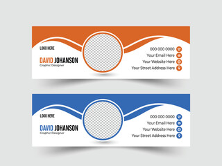 Modern and minimalist email signature or email footer template. Corporate Business email signature template design with color variation