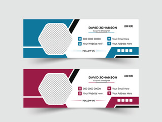 Modern and minimalist email signature or email footer template. Corporate Business email signature template design with color variation
