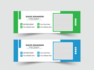 Modern and minimalist email signature or email footer template. Corporate Business email signature template design with color variation