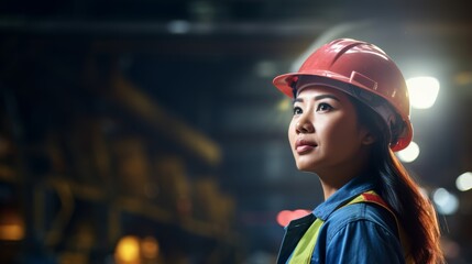 Obraz premium Asian woman worker. Modern factory 