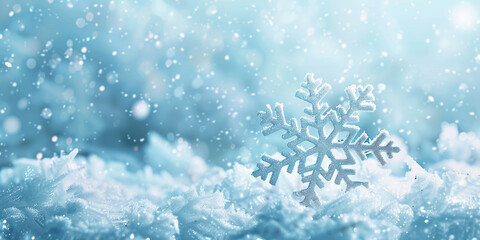 Eleganter festlicher Hintergrund mit frostiger Schneeflocke. Saisonales Banner mit Platz f&uuml;r Text