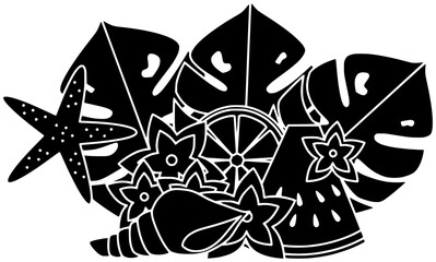 summer illustration tail silhouette nature logo flower icon floral outline anthurium blossom decoration spring plant garden flora tropical green shape beautiful exotic leaf for vector graphic