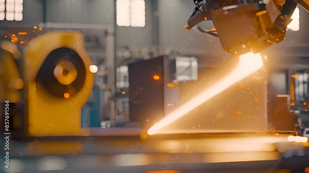 Poster robotic welding in a factory setting generative ai