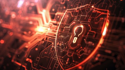 Fototapeta premium Cyber ​​security system concept, Keyhole icon on digital data background.