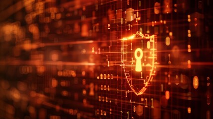 Obraz premium Cyber ​​security system concept, Keyhole icon on digital data background.