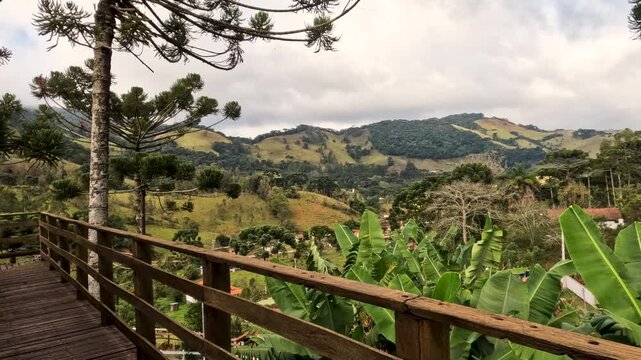 Timelapse over mountain range of Delfim Moreira, Minas Gerais, Brazil. Rural suburbs