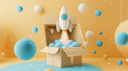 Space rocket launch, symbol of progress, startups, cryptocurrencies, new business, growth innovation concept