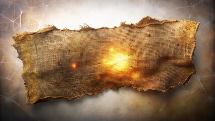 Fototapeta premium A piece of torn burlap on a white background, perfect for a rustic or vintage-themed design project, burlap, texture, torn, fabric, white background, canvas, packing material, natural, rough