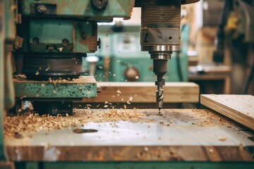 Close-up of a working drilling machine