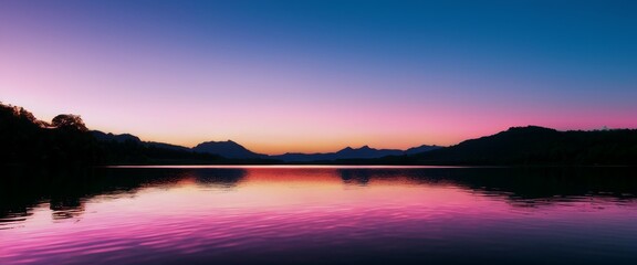 Fototapeta premium Surreal and otherworldly sunset with neon hues