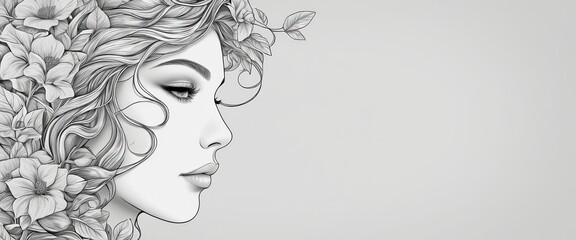 Line art illustration of a woman  profile