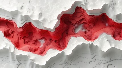 Fototapeta premium Red and white abstract background dynamic papercut layers,