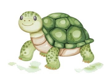 Obraz premium Illustration of cute turtle in watercolor style isolated on background