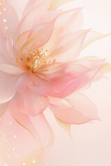 Fototapeta premium Abstract peach flower and gold foil fluid art. Modern liquid marble design for creative backgrounds and wallpapers. Image for use in interior design with copy space.