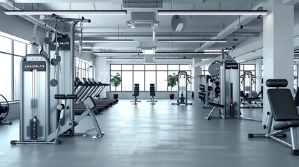 Obraz premium Apparatus and equipment in modern gym