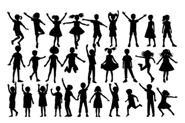 Obraz premium Vector illustration of children in a silhouetted style.