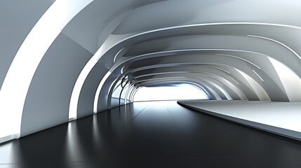 Obraz premium Sleek Modern Architecture Abstract Background with Futuristic Curved Shapes and Lines