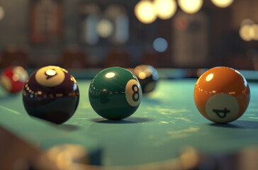 billiard  balls on the table, generative ai