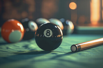 billiard  balls on the table, generative ai