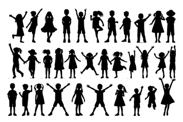 A vector image showing children in silhouette.