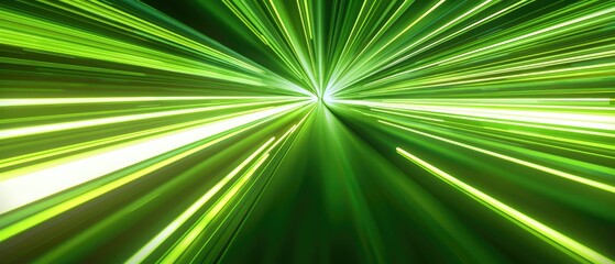 Obraz premium Dynamic green light beams creating radial streaks effect, perfect for technology, speed, and futuristic concepts