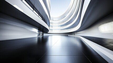 Fototapeta premium Sleek Modern Architecture Abstract Background with Futuristic Curved Shapes and Lines